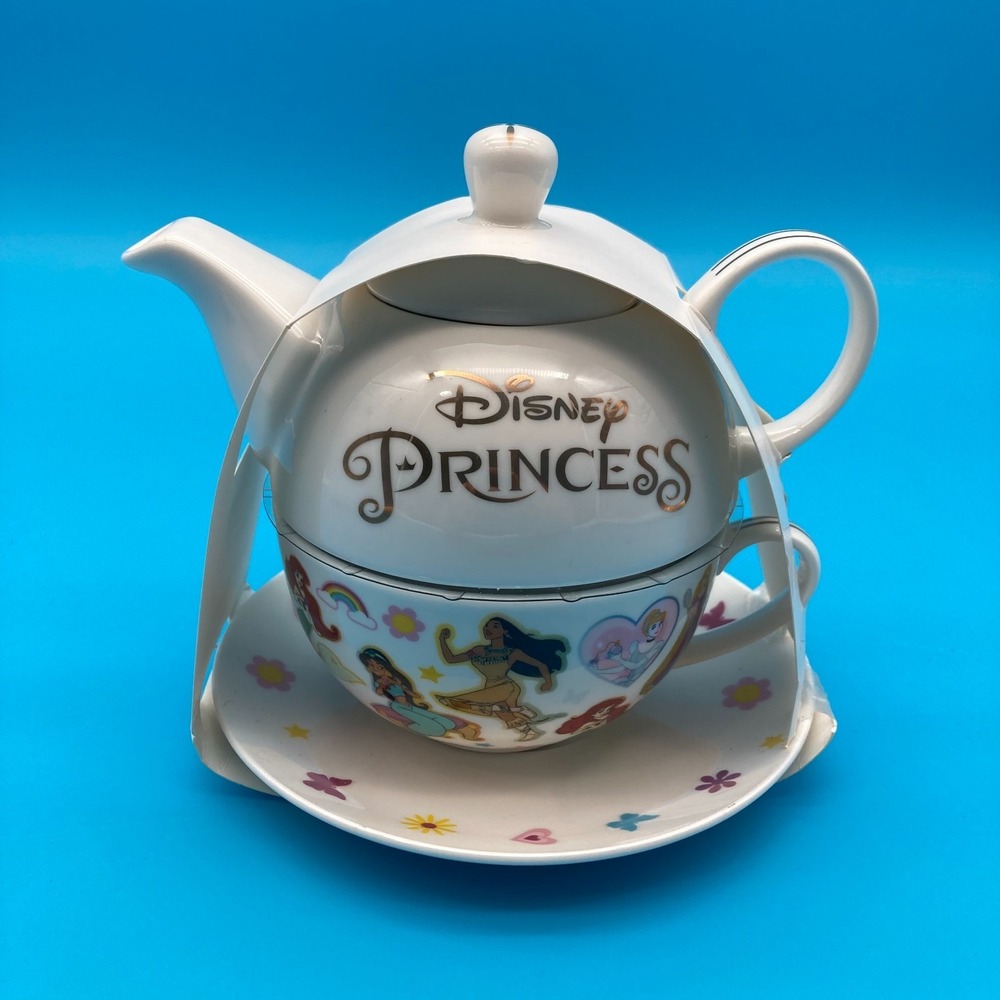 Disney Princess SkinnyDip Teapot For One Set Ariel, Jasmine, Pocahontas NWT